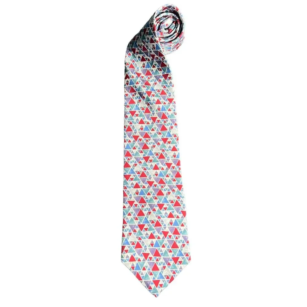 Christian Dior Monsieur Silk Tie Geometric Red Blue‎ Purple Classic USA Designer